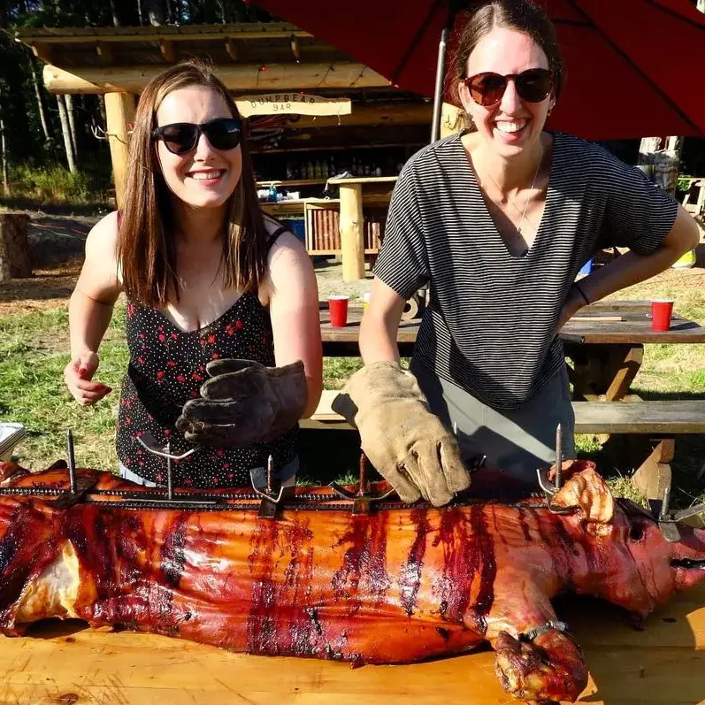 Preparing a barbecue at Hamilton Cove Farm